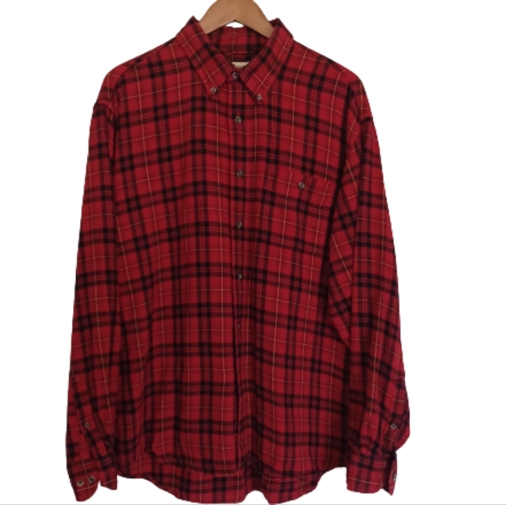 G.H. BASS & CO Red Plaid Flannel Fall Winter Button Down Long Sleeve Shirt